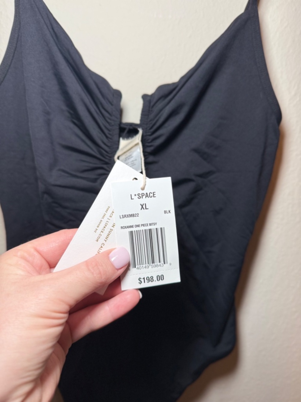 L*Space Roxanne One Piece Bitsy Swimsuit XL Black Ruched Plunge NWT - Picture 4 of 7